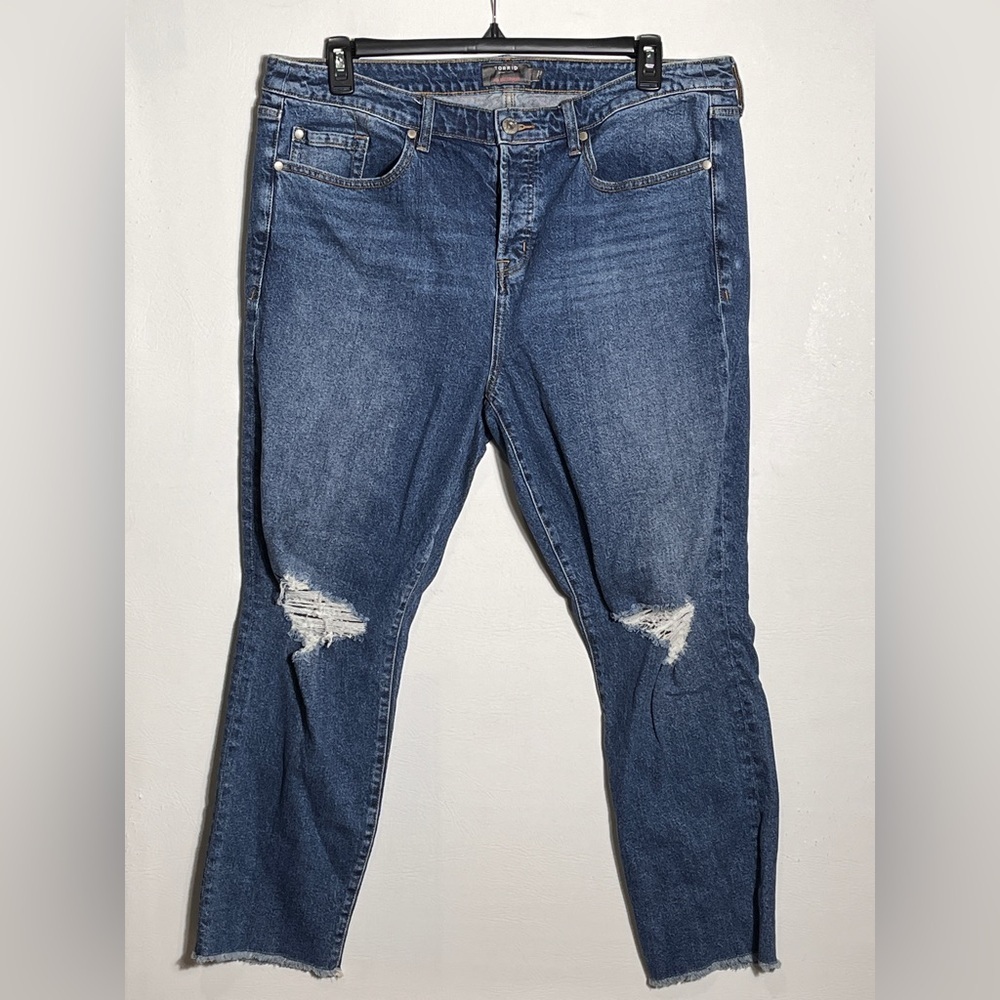 Torrid High Rise Straight Ankle Blue Distressed Jeans 16T